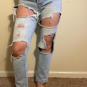 Distressed Light Blue Women's Jeans